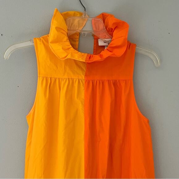 Christopher John Roger Orange Yellow maxi ruffle sleeveless dress NWOT size XS - Picture 5 of 8